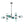 Chandelierias - 8 - Light Gradient Teal Glass Modern Linear Chandelier - Chandeliers - Black - 