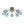 Chandelierias-8-Light Lake Blue Tinted Glass Bubble Semi-flush Mount-Semi Flush-Brass-