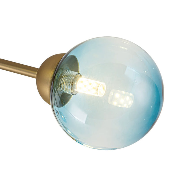 Chandelierias-8-Light Lake Blue Tinted Glass Bubble Semi-flush Mount-Semi Flush-Brass-