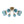 Chandelierias-8-Light Lake Blue Tinted Glass Bubble Semi-flush Mount-Semi Flush-Brass-