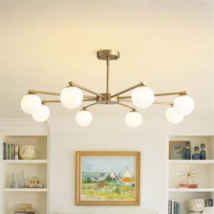 Chandelierias-8-Light Sunburst Opal Frosted Glass Chandelier-Chandeliers-Brass-