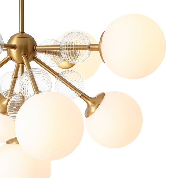 Chandelierias - 9 - Light Frosted Glass Semi - Sphere Sputnik Chandelier - Chandelier - Black - 