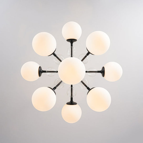 Chandelierias-9-Light Frosted Glass Semi-Sphere Sputnik Chandelier-Chandelier-Black-