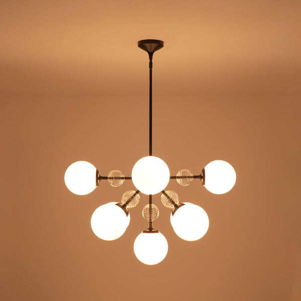 Chandelierias-9-Light Frosted Glass Semi-Sphere Sputnik Chandelier-Chandelier-Black-