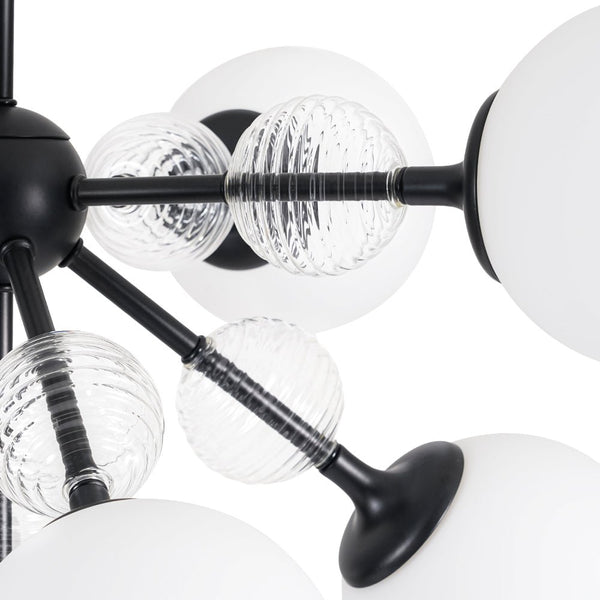 Chandelierias-9-Light Frosted Glass Semi-Sphere Sputnik Chandelier-Chandelier-Black-