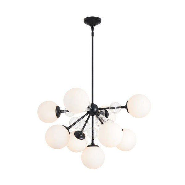 Chandelierias-9-Light Frosted Glass Semi-Sphere Sputnik Chandelier-Chandelier-Black-