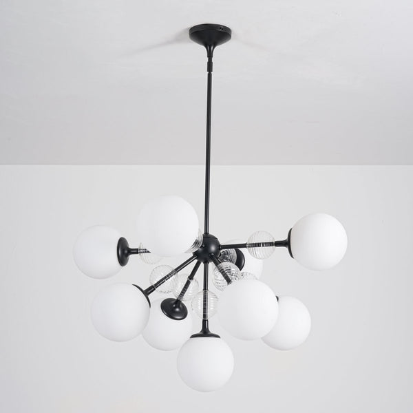 Chandelierias - 9 - Light Frosted Glass Semi - Sphere Sputnik Chandelier - Chandelier - Black - 