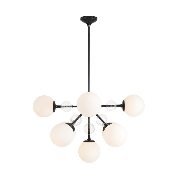 Chandelierias-9-Light Frosted Glass Semi-Sphere Sputnik Chandelier-Chandelier-Black-