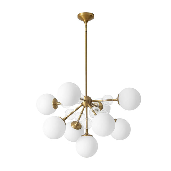 Chandelierias - 9 - Light Frosted Glass Semi - Sphere Sputnik Chandelier - Chandelier - Brass - 