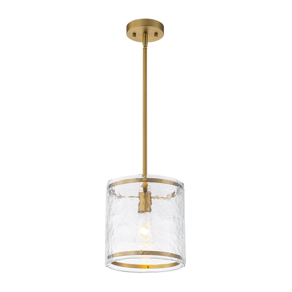 Chandelierias-9.3'' Wide Modern 1-Light Water Ripple Glass Cylinder Single Pendant-Pendants-Oil-rubbed Bronze (Back-order)-