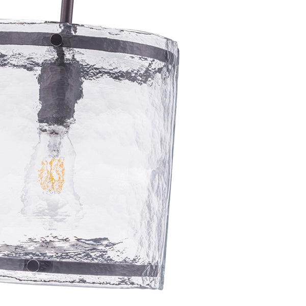 Chandelierias-9.3'' Wide Modern 1-Light Water Ripple Glass Cylinder Single Pendant-Pendants-Oil-rubbed Bronze (Back-order)-