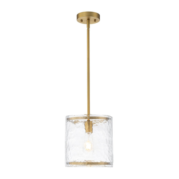 Chandelierias-9.3'' Wide Modern 1-Light Water Ripple Glass Cylinder Single Pendant-Pendants-Oil-rubbed Bronze (Back-order)-