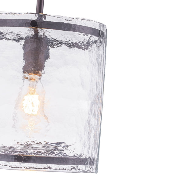 Chandelierias-9.3'' Wide Modern 1-Light Water Ripple Glass Cylinder Single Pendant-Pendants-Oil-rubbed Bronze (Back-order)-