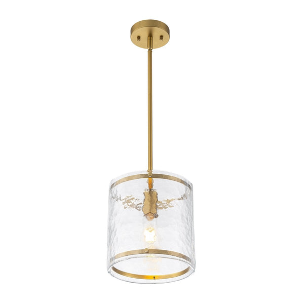Chandelierias-9.3'' Wide Modern 1-Light Water Ripple Glass Cylinder Single Pendant-Pendants-Oil-rubbed Bronze (Back-order)-