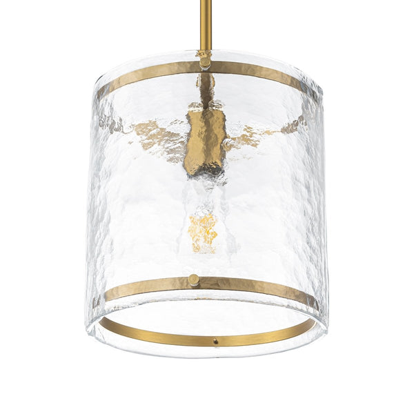 Chandelierias-9.3'' Wide Modern 1-Light Water Ripple Glass Cylinder Single Pendant-Pendants-Oil-rubbed Bronze (Back-order)-