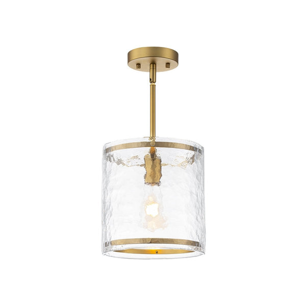 Chandelierias-9.3'' Wide Modern 1-Light Water Ripple Glass Cylinder Single Pendant-Pendants-Oil-rubbed Bronze (Back-order)-