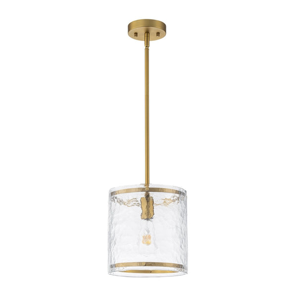 Chandelierias-9.3'' Wide Modern 1-Light Water Ripple Glass Cylinder Single Pendant-Pendants-Oil-rubbed Bronze (Back-order)-