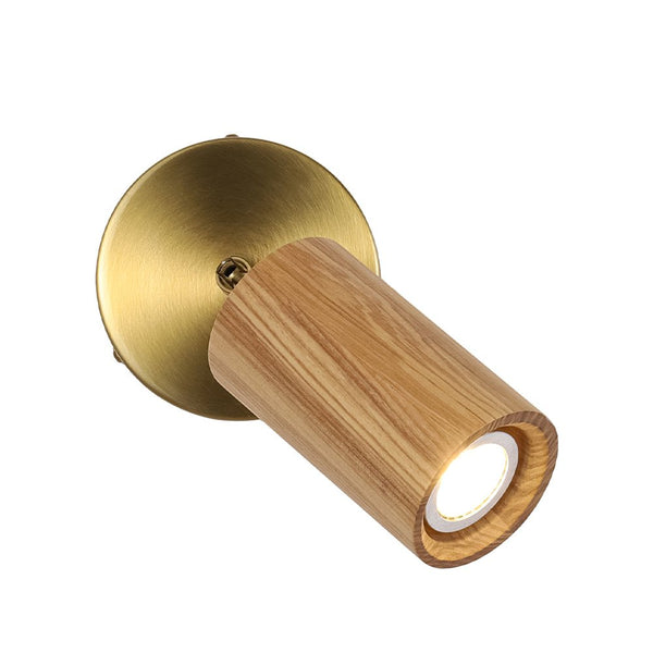 Chandelierias - Adjustable 1 - Light Spotlight Cylindrical Wood Wall Sconce - Wall Light - Dark Walnut - 