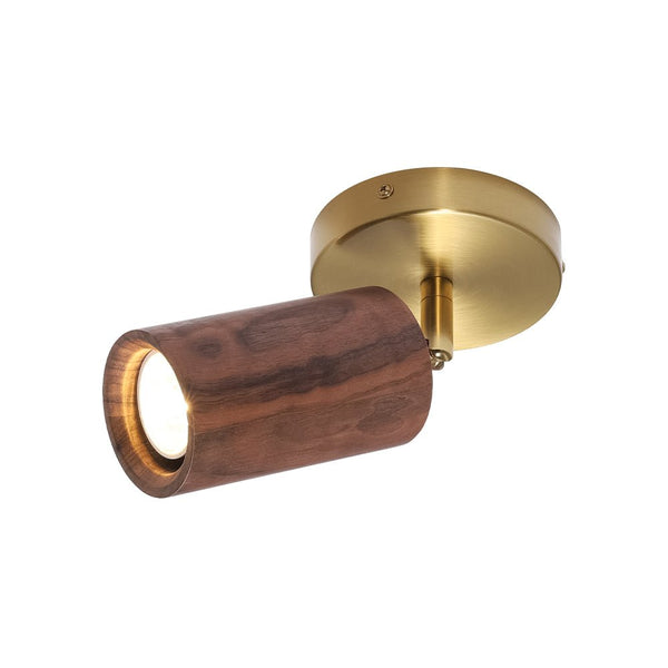 Chandelierias - Adjustable 1 - Light Spotlight Cylindrical Wood Wall Sconce - Wall Light - Dark Walnut - 