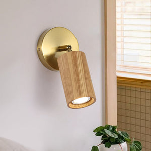 Chandelierias - Adjustable 1 - Light Spotlight Cylindrical Wood Wall Sconce - Wall Light - Light Ash - 