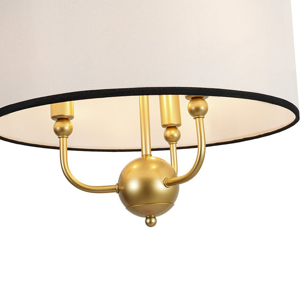 Chandelierias - American Traditional 3 - Light Black Trim Linen Fabric Drum Pendant - Pendants - Brass - 