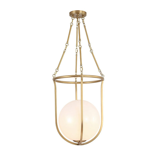 Chandelierias - Art Decor 1 - Light Basketed Opal Glossy Glass Semi - flush Mount - Semi Flush - Brass - 