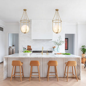 Chandelierias - Art Decor 1 - Light Basketed Opal Glossy Glass Semi - flush Mount - Semi Flush - Brass - 