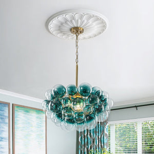 Chandelierias-Art Decor 3-Light Gradient Lake Blue Globe Glass Bubbles Chandelier-Chandeliers-Brass-