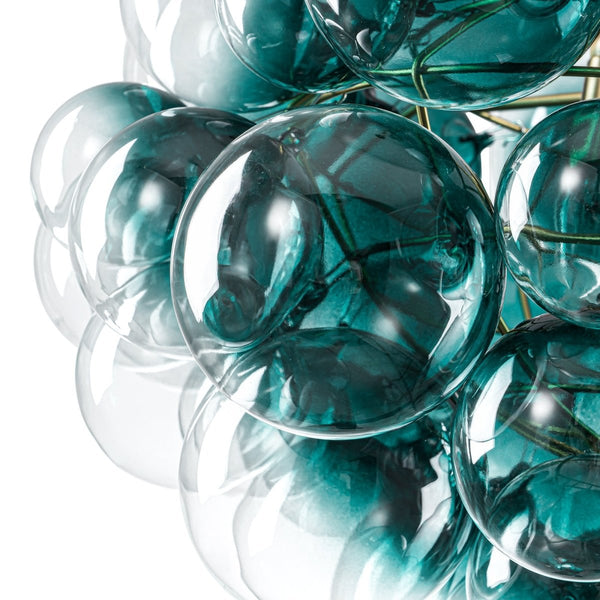 Chandelierias-Art Decor 3-Light Gradient Lake Blue Globe Glass Bubbles Chandelier-Chandeliers-Brass-