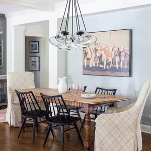 Chandelierias - Artistic 7 - Light Transparent Thick Oval Glass Chandelier - Chandeliers - Matte Black - 