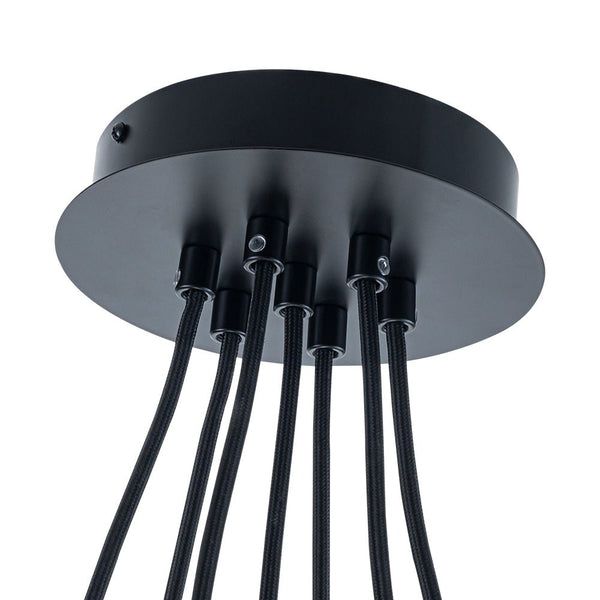 Chandelierias - Artistic 7 - Light Transparent Thick Oval Glass Chandelier - Chandeliers - Matte Black - 