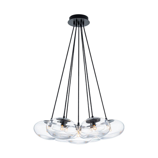 Chandelierias - Artistic 7 - Light Transparent Thick Oval Glass Chandelier - Chandeliers - Matte Black - 