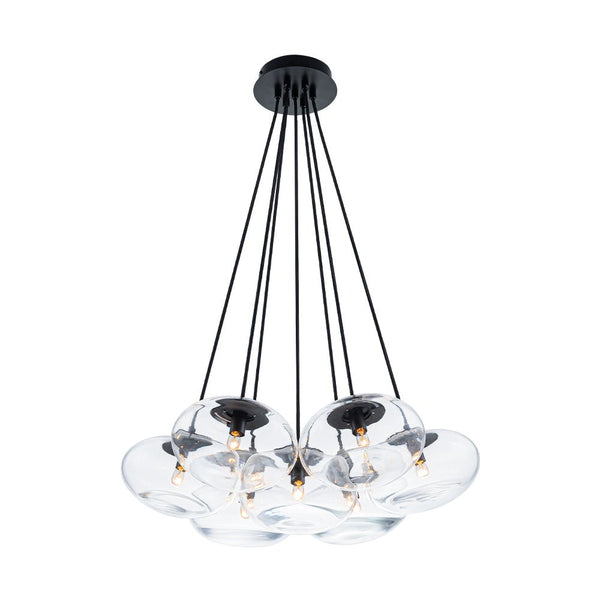 Chandelierias - Artistic 7 - Light Transparent Thick Oval Glass Chandelier - Chandeliers - Matte Black - 