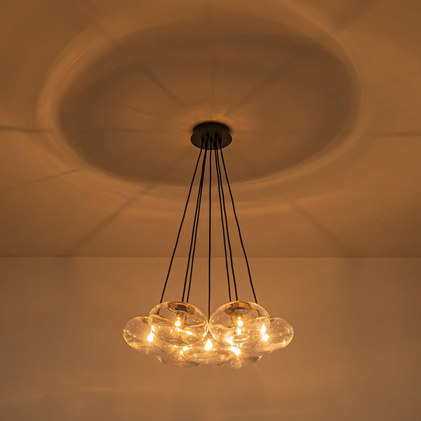 Chandelierias - Artistic 7 - Light Transparent Thick Oval Glass Chandelier - Chandeliers - Matte Black - 