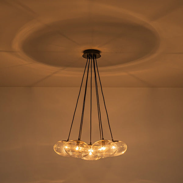 Chandelierias - Artistic 7 - Light Transparent Thick Oval Glass Chandelier - Chandeliers - Matte Black - 