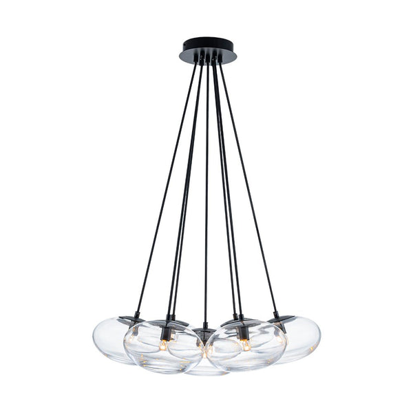 Chandelierias - Artistic 7 - Light Transparent Thick Oval Glass Chandelier - Chandeliers - Matte Black - 