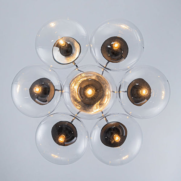 Chandelierias - Artistic 7 - Light Transparent Thick Oval Glass Chandelier - Chandeliers - Matte Black - 