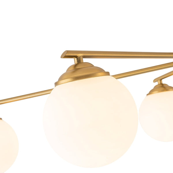 Chandelierias-Asymmetrical 6-Light Sunburst Frosted Globe Glass Semi Flush Mount-Semi Flush-Brass-