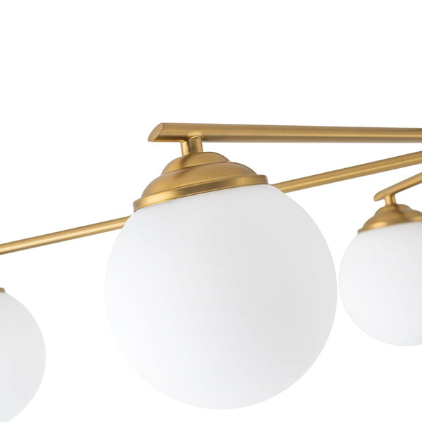 Chandelierias-Asymmetrical 6-Light Sunburst Frosted Globe Glass Semi Flush Mount-Semi Flush-Brass-