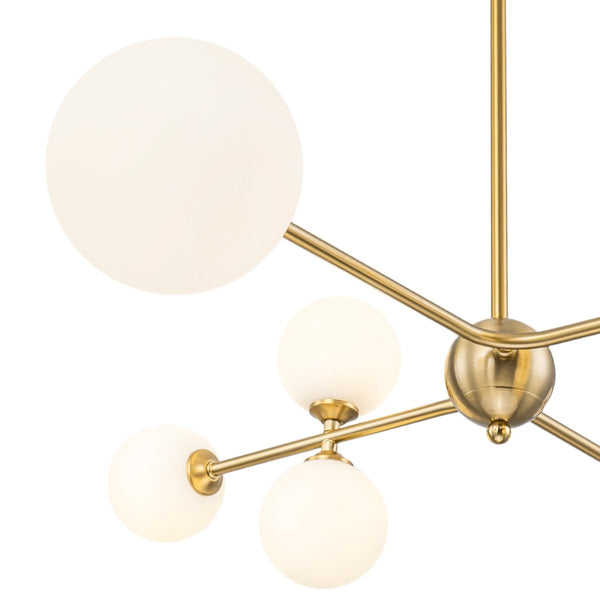 Chandelierias-Atomic 8-Light Branch Frosted Opal Glass Chandelier-Chandeliers-Brass-