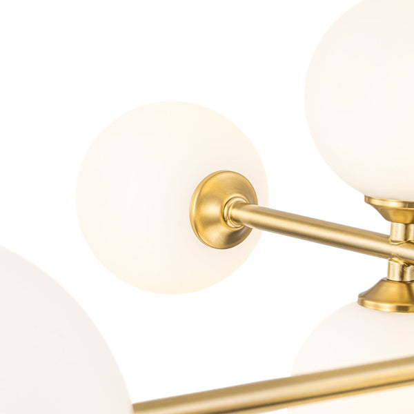 Chandelierias-Atomic 8-Light Branch Frosted Opal Glass Chandelier-Chandeliers-Brass-