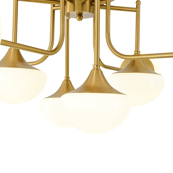 Chandelierias-Blossom Brass 8-Light Glossy Domed Glass Semi-flush Mount-Semi Flush-Brass-