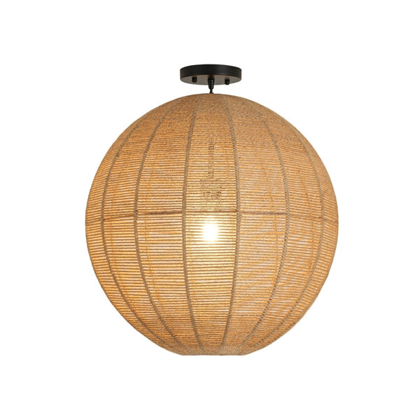 Chandelierias-Boho 1-Light Oversized Hemp Cord Woven Sphere Pendant-Chandeliers-Black-