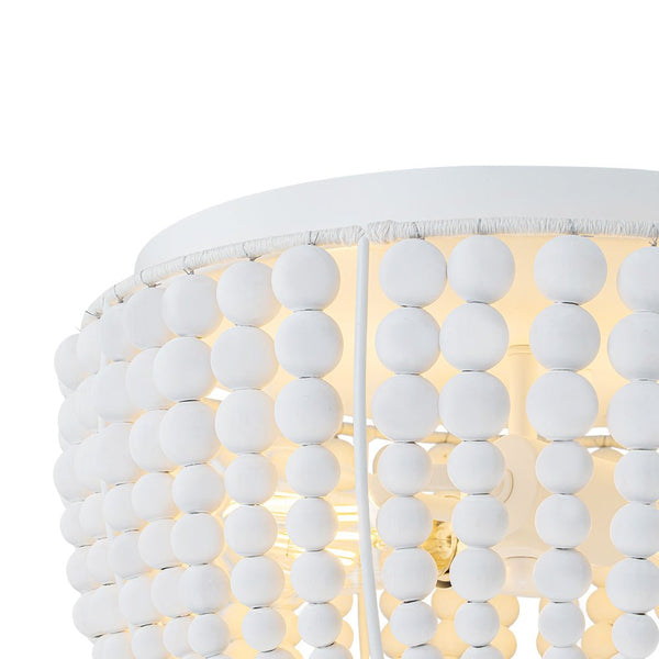 Chandelierias - Boho - style 2 - Light Wood Beads Drum Tassel Flush Mount - Flush Mount - Matte White - 