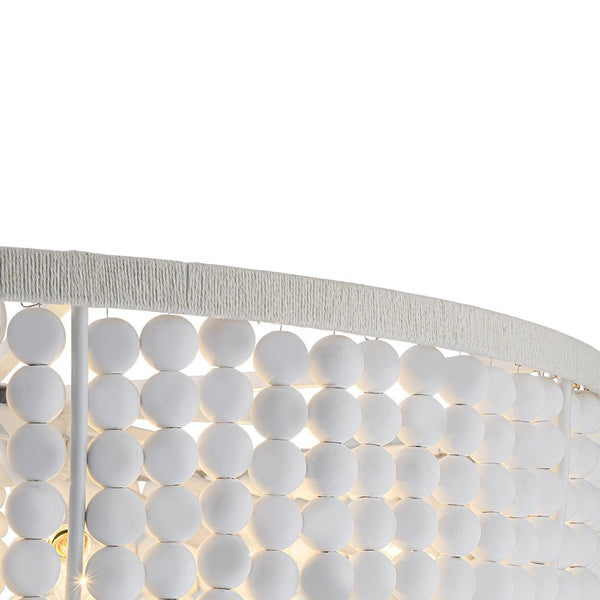 Chandelierias - Boho - style Dual - tier Cascading Washed White Wood Beads Chandelier - Chandeliers - Rustic White - 