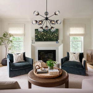 Chandelierias-Bold Modern 12-Light Ombre Glass Sputnik Sphere Chandelier-Chandeliers-Black-