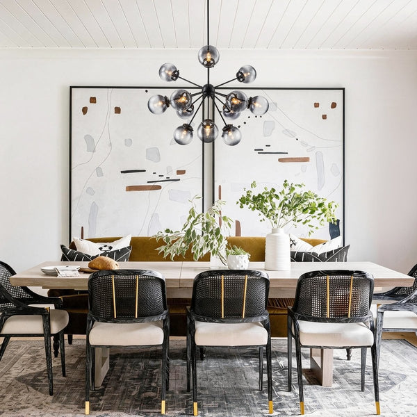 Chandelierias-Bold Modern 12-Light Ombre Glass Sputnik Sphere Chandelier-Chandeliers-Black-