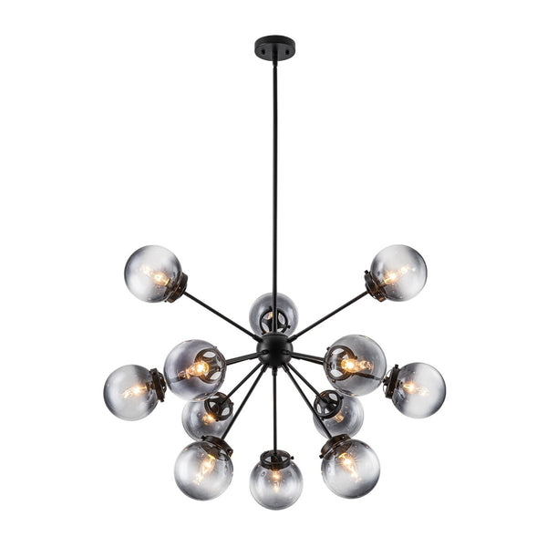 Chandelierias-Bold Modern 12-Light Ombre Glass Sputnik Sphere Chandelier-Chandeliers-Brass-