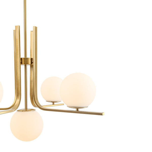 Chandelierias - Bold Modern 5 - Light Matte White Glass Globe Chandelier - Chandeliers - Brass - 