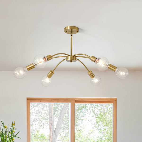 Chandelierias - Bold Modern 6 - Light Claw - shaped Metal Sputnik Chandelier - Chandeliers - Brass - 